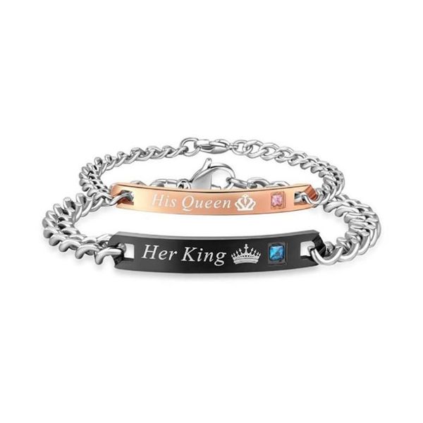 chain couple bracelet unique romantic fashion jewelry her king his queen letter crystal alloy bracelets for valentines day gift drop dhn6s, Black
chain couple bracelet unique romantic fashion jewelry her king his queen letter crystal alloy bracelets for valentines day gift drop dhn6s, Black
