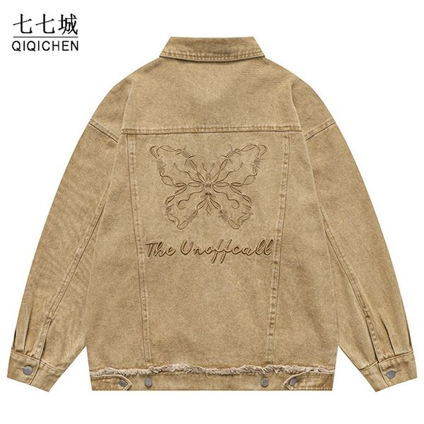 men's jackets autumn denim jacket men retro letter butterfly pattern loose hip hop varsity cowboy women harajuku coat couple pink 22112, Black;brown
men's jackets autumn denim jacket men retro letter butterfly pattern loose hip hop varsity cowboy women harajuku coat couple pink 22112, Black;brown