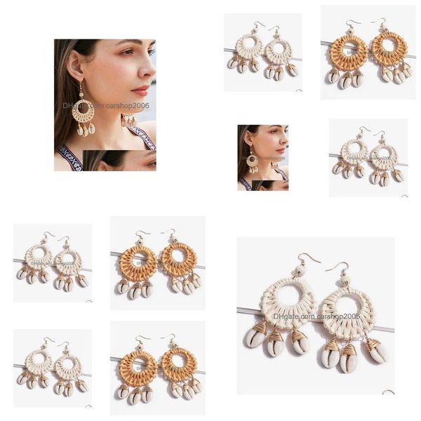 dangle chandelier fashion jewelry womens shell cane weave conch earrings handwoven sea wind circle dangle drop delivery dht14, Silver
dangle chandelier fashion jewelry womens shell cane weave conch earrings handwoven sea wind circle dangle drop delivery dht14, Silver