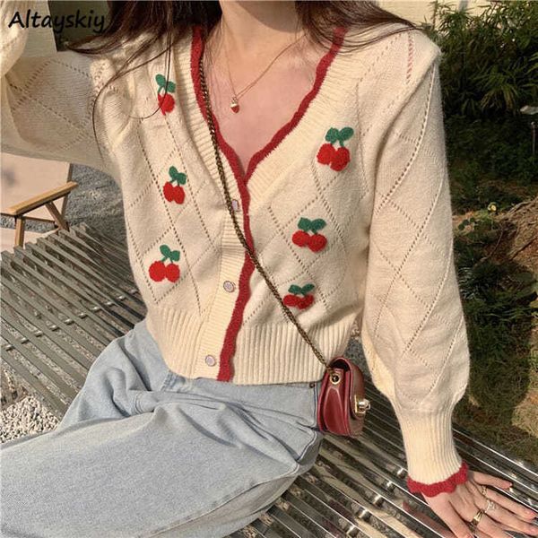 women's knits tees autumn est cardigans women sweet elegant v-neck lovely cherry patchwork ladies outwear gentle high street leisure tr, White
women's knits tees autumn est cardigans women sweet elegant v-neck lovely cherry patchwork ladies outwear gentle high street leisure tr, White