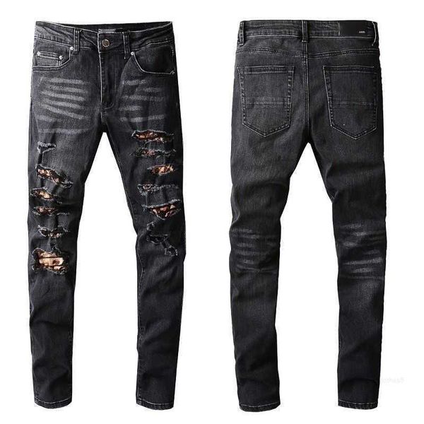 denim amirs jeans designer pants man fall fashion new men's black lace embroidery patch elastic slim fit leggings q8gx, Blue
denim amirs jeans designer pants man fall fashion new men's black lace embroidery patch elastic slim fit leggings q8gx, Blue
