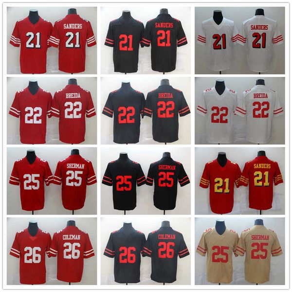 football san francisco''49ers''new jerseys 21 deion sanders 22 matt breida 25 richard sherman 26 coleman, Black;red
football san francisco''49ers''new jerseys 21 deion sanders 22 matt breida 25 richard sherman 26 coleman, Black;red
