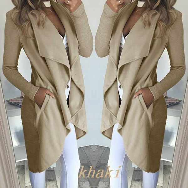 long dust coat 2021 large fashion solid color lapel slim windbreaker jacket women, Tan;black
long dust coat 2021 large fashion solid color lapel slim windbreaker jacket women, Tan;black