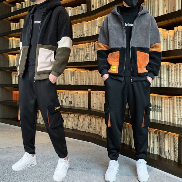 men's tracksuits winter mens set hooded casual lamb wool jacket and pants two pieces set thicken warm men fashion outfits set fleece 4x, Gray
men's tracksuits winter mens set hooded casual lamb wool jacket and pants two pieces set thicken warm men fashion outfits set fleece 4x, Gray
