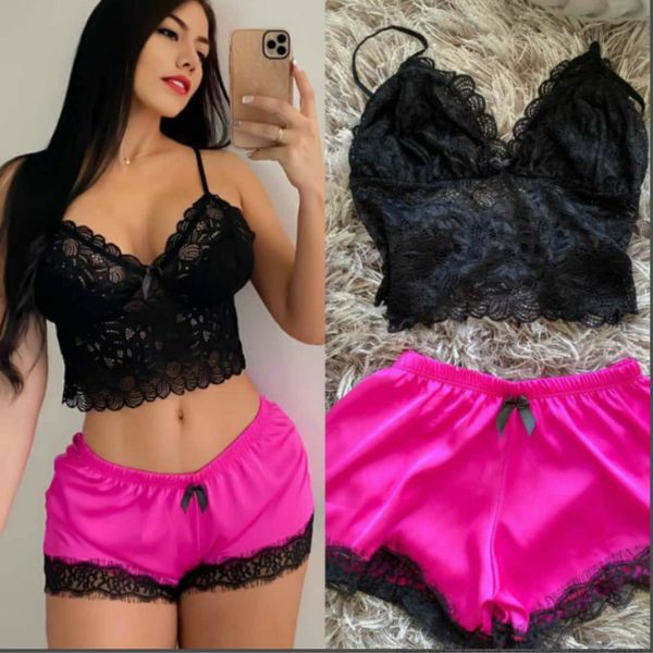 pyjama pajamas set two pieces lace ice silk camisole summer sleeveless loose elastic waist shorts homewear 220930, Red;black
pyjama pajamas set two pieces lace ice silk camisole summer sleeveless loose elastic waist shorts homewear 220930, Red;black