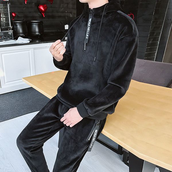 men's tracksuits men's hooded sweater autumn and winter trend leisure sports suit plush and thickened two piece golden velvet set, Gray
men's tracksuits men's hooded sweater autumn and winter trend leisure sports suit plush and thickened two piece golden velvet set, Gray