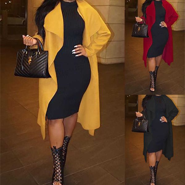 long dust coat zl12272022 autumn and winter warm versatile loose casual lapel sleeve windbreaker womens wear, Tan;black
long dust coat zl12272022 autumn and winter warm versatile loose casual lapel sleeve windbreaker womens wear, Tan;black