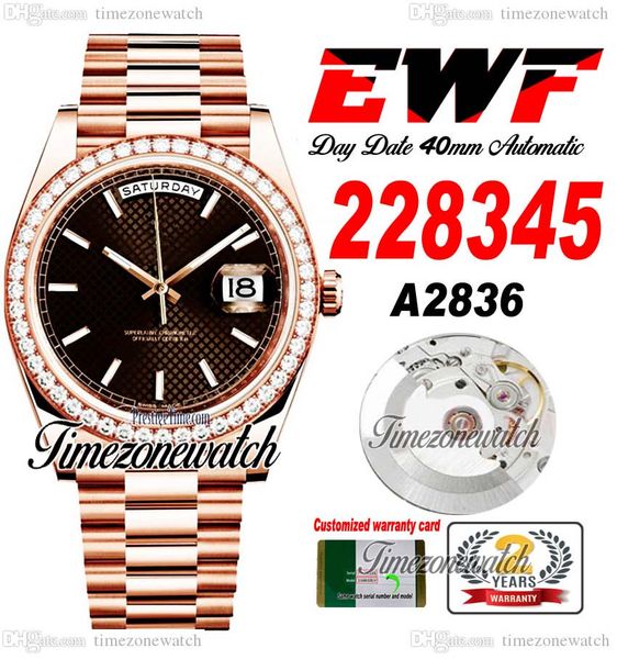 ewf daydate 40mm 228345 a2836 automatic mens watch diamonds bezel rose gold brown stick dial oystersteel bracelet same serial card super edi, Slivery;brown
ewf daydate 40mm 228345 a2836 automatic mens watch diamonds bezel rose gold brown stick dial oystersteel bracelet same serial card super edi, Slivery;brown