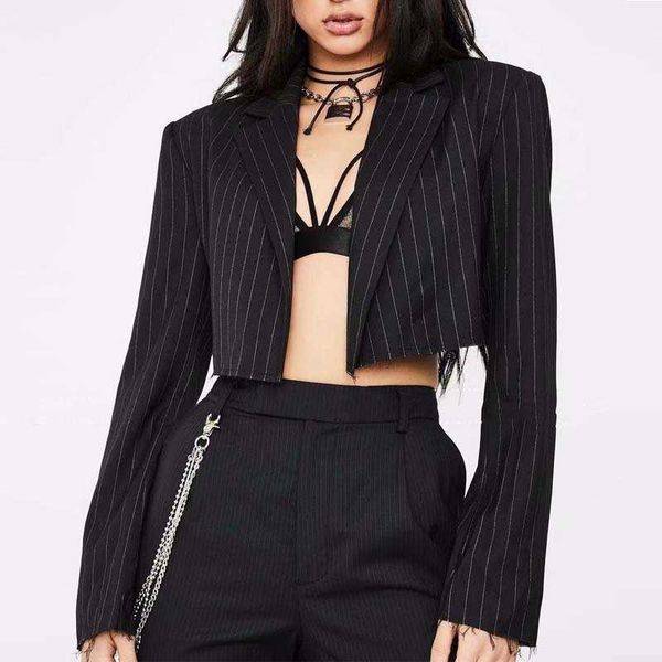 long dust coat autumn 2021 new women's stripe small suit short casual women, Tan;black
long dust coat autumn 2021 new women's stripe small suit short casual women, Tan;black