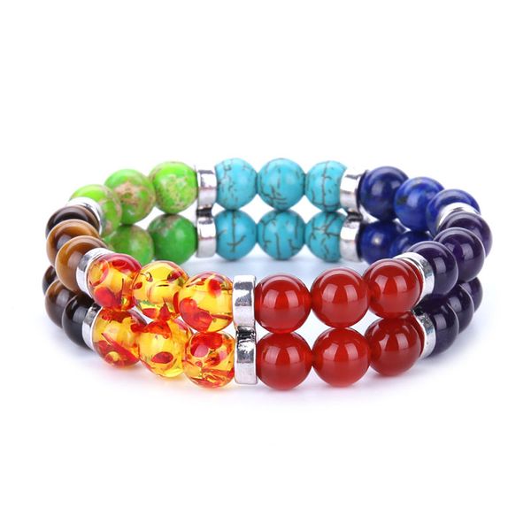 8mm colorful natural stone double-layer beaded strands charm bracelets for men women handmade elastic yoga jewelry, Black
8mm colorful natural stone double-layer beaded strands charm bracelets for men women handmade elastic yoga jewelry, Black