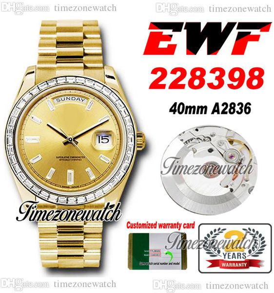 ewf v2 daydate 228396 a2836 automatic mens watch 40 yg diamonds bezel champagne baguette diamond dial president bracelet same serial card su, Slivery;brown
ewf v2 daydate 228396 a2836 automatic mens watch 40 yg diamonds bezel champagne baguette diamond dial president bracelet same serial card su, Slivery;brown
