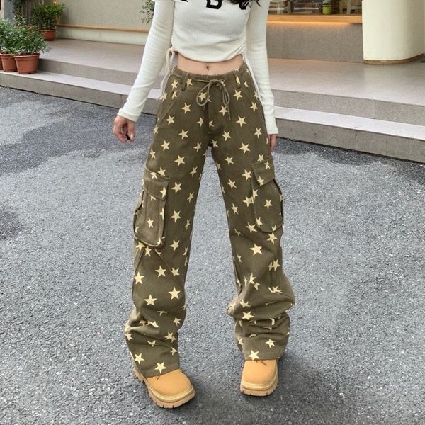 women s pants s star print pocket cargo retro fashion high waist straight casual trousers street girl loose wide leg 220930, Black;white
women s pants s star print pocket cargo retro fashion high waist straight casual trousers street girl loose wide leg 220930, Black;white