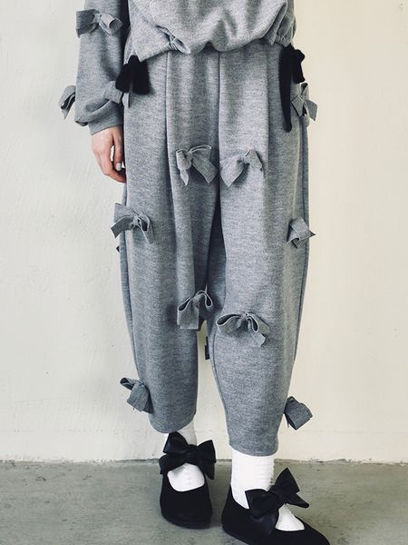 women s pants s imakokoni original gray bow radish pants casual trouser s high waist slim autumn 213412 220930, Black;white
women s pants s imakokoni original gray bow radish pants casual trouser s high waist slim autumn 213412 220930, Black;white