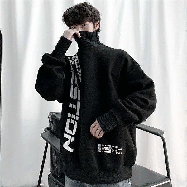men s sweaters korean loose pullover for men women hong kong style letter printing big velvet stitching sweater high street turtleneck 22093, White;black
men s sweaters korean loose pullover for men women hong kong style letter printing big velvet stitching sweater high street turtleneck 22093, White;black