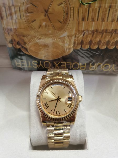 with original box factory watch gold roman dial day date automatic movement 40mm men watch watches 2813 stainless steel bracelet mens 118238, Slivery;brown
with original box factory watch gold roman dial day date automatic movement 40mm men watch watches 2813 stainless steel bracelet mens 118238, Slivery;brown