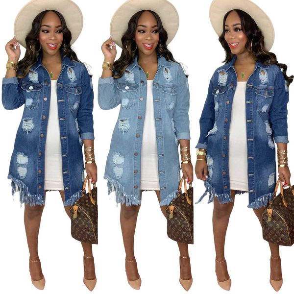 long dust coat s390000 denim women's solid color tassel button hole windbreaker, Tan;black
long dust coat s390000 denim women's solid color tassel button hole windbreaker, Tan;black