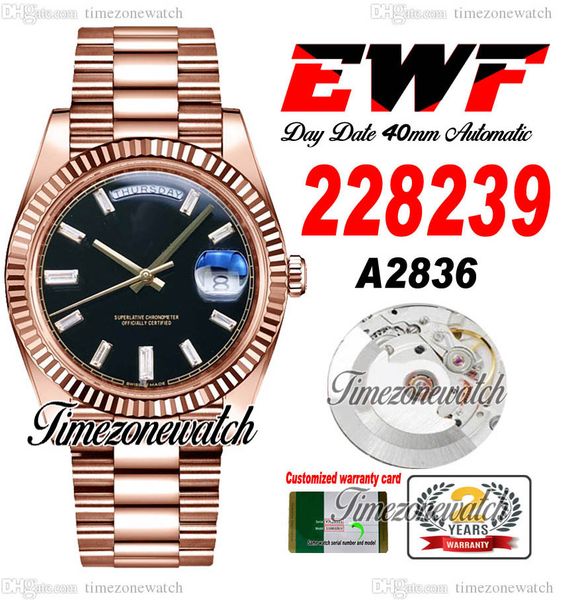 ewf daydate 40 228235 a2836 automatic mens watch 18k rose gold fluted bezel black baguette diamond dial president bracelet same serial card, Slivery;brown
ewf daydate 40 228235 a2836 automatic mens watch 18k rose gold fluted bezel black baguette diamond dial president bracelet same serial card, Slivery;brown
