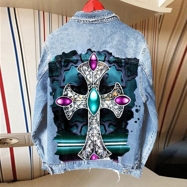 autumn winter new women's wear personality cross european and american street style printed lapel long sleeve denim jacket foreign trad, Black;brown
autumn winter new women's wear personality cross european and american street style printed lapel long sleeve denim jacket foreign trad, Black;brown