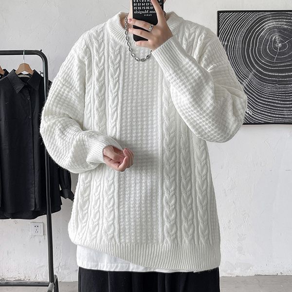 men s sweaters men autumn solid color slim fit korean fashion street wear mens clothes knitted sweater pullovers oversize 220930, White;black
men s sweaters men autumn solid color slim fit korean fashion street wear mens clothes knitted sweater pullovers oversize 220930, White;black
