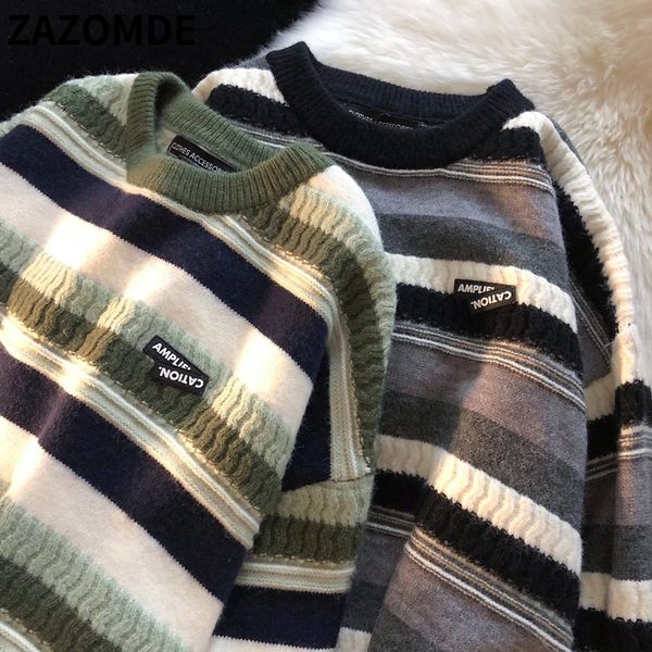 men s sweaters zazomde men vintage stripe sweater japanese hip hop harajuku couples pullover knitwear loose fashion casual winter 220930, White;black
men s sweaters zazomde men vintage stripe sweater japanese hip hop harajuku couples pullover knitwear loose fashion casual winter 220930, White;black