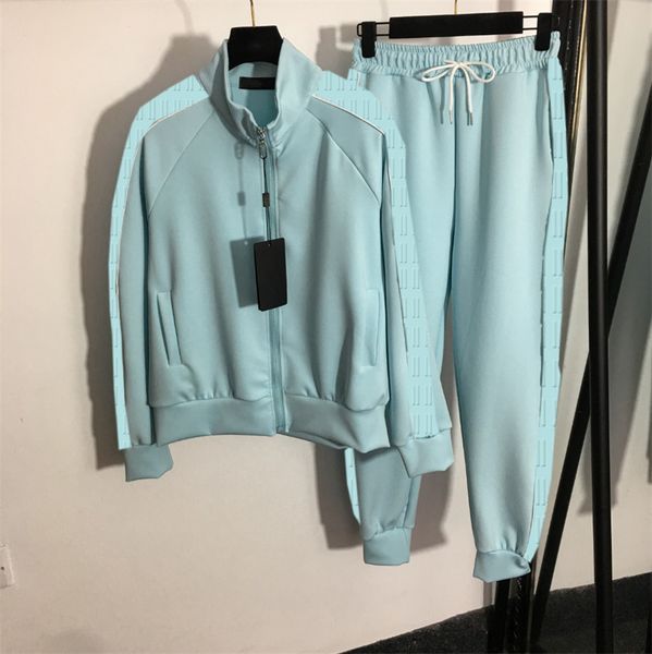 women's two piece pants new sports suit air embossed f letter long sleeve zipper jacket elastic waist strap casual pants pink light blu, White
women's two piece pants new sports suit air embossed f letter long sleeve zipper jacket elastic waist strap casual pants pink light blu, White