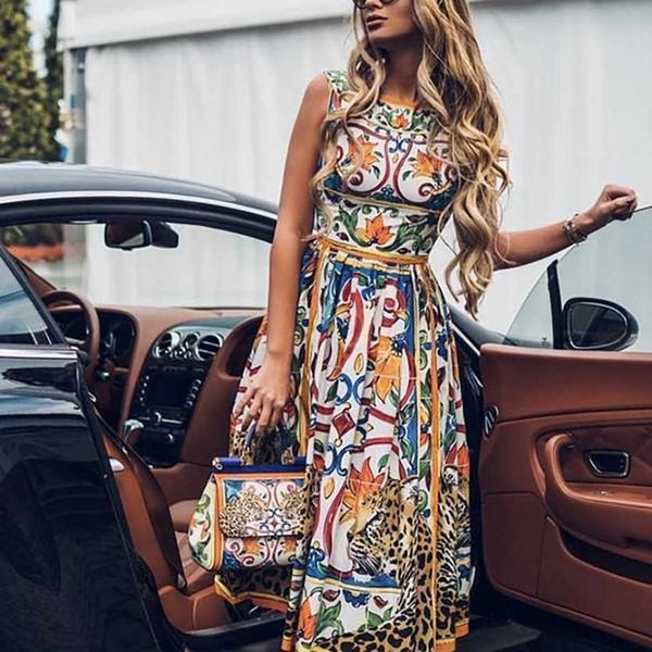 party dresses women's 2022 summer flower print round neck sleeveless dress high waist long maxi loose evening fashion casual dress t220, White;black
party dresses women's 2022 summer flower print round neck sleeveless dress high waist long maxi loose evening fashion casual dress t220, White;black