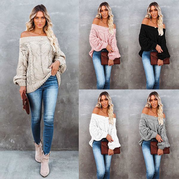 ms. sweater 2022 autumn winter off shoulder large loose knit one neck solid color pullover women, White;black
ms. sweater 2022 autumn winter off shoulder large loose knit one neck solid color pullover women, White;black