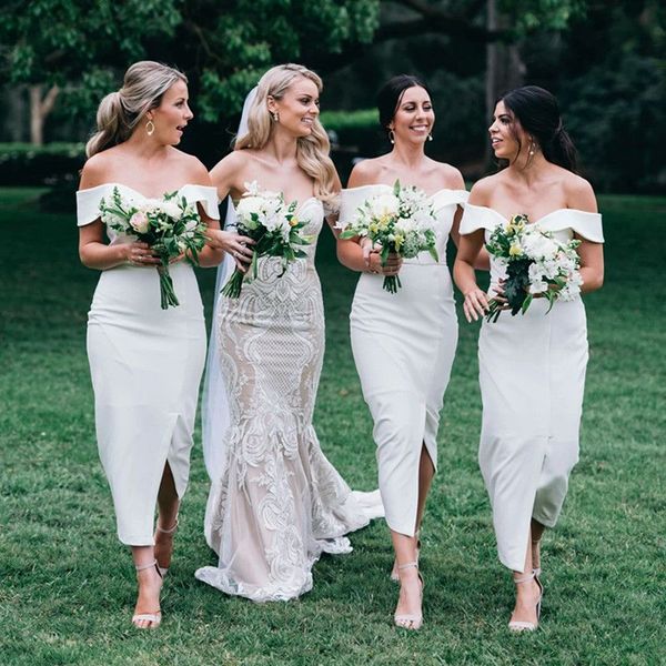 2023 ivory bridesmaid dresses tea length off the shoulder sheath mermaid side slit beach wedding guest gowns custom made plus size, White;pink
2023 ivory bridesmaid dresses tea length off the shoulder sheath mermaid side slit beach wedding guest gowns custom made plus size, White;pink