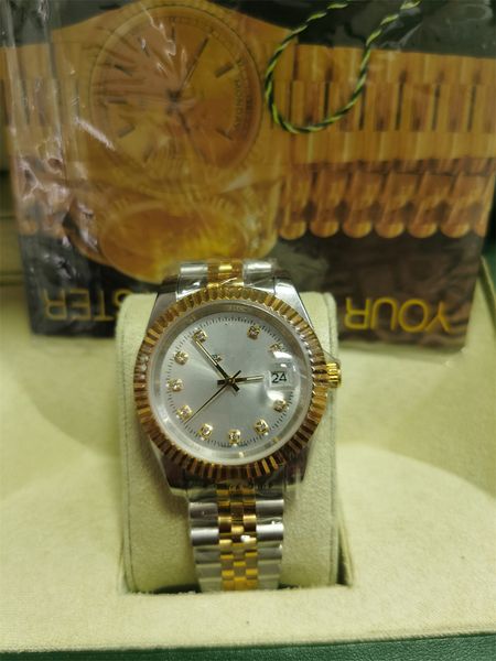 with original box luxury fashion watches 8k yellow gold diamond dial & bezel 18038 automatic mens men's watch 20288, Slivery;brown
with original box luxury fashion watches 8k yellow gold diamond dial & bezel 18038 automatic mens men's watch 20288, Slivery;brown