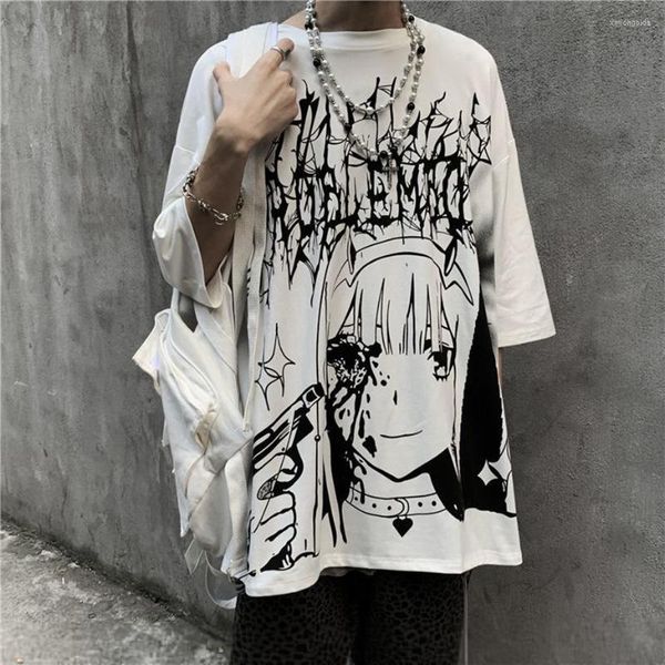 men's t shirts women men gothic anime shirt hip hop tees oversized streetwear harajuku t-shirt short sleeve alt tee clothes, White;black
men's t shirts women men gothic anime shirt hip hop tees oversized streetwear harajuku t-shirt short sleeve alt tee clothes, White;black