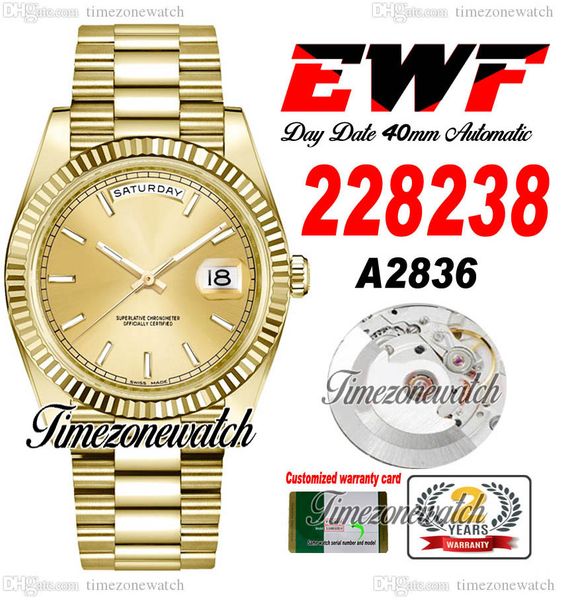 ewf daydate 228238 a2836 automatic mens watch yellow gold fluted bezel champagne stick dial president bracelet same serial card super editio, Slivery;brown
ewf daydate 228238 a2836 automatic mens watch yellow gold fluted bezel champagne stick dial president bracelet same serial card super editio, Slivery;brown