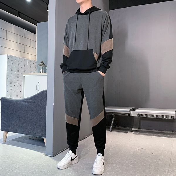 men's tracksuits autumn casual men's outfit set fashion tracksuit men patchwork color hoodie sweatpants two piece sets running spo, Gray
men's tracksuits autumn casual men's outfit set fashion tracksuit men patchwork color hoodie sweatpants two piece sets running spo, Gray