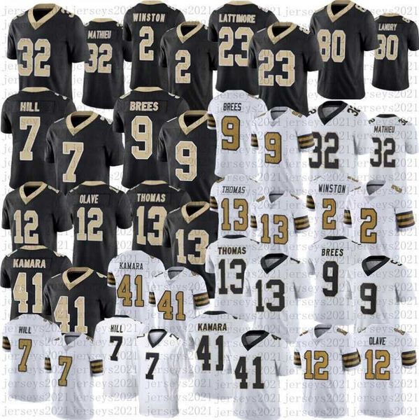 2023 drew brees mens football jerseys tyrann mathieu jarvis landry chris olave alvin kamara jameis winston thomas taysom hill marshon lattim, Black 
2023 drew brees mens football jerseys tyrann mathieu jarvis landry chris olave alvin kamara jameis winston thomas taysom hill marshon lattim, Black