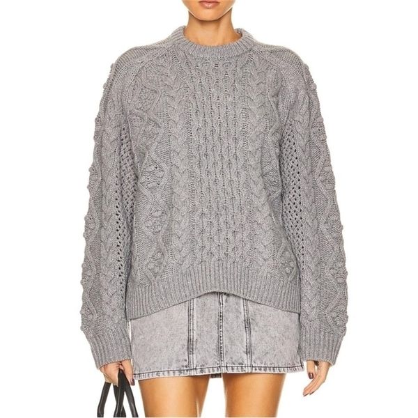 womens knits tees ladies winter oneck knit pullover long sleeve ribbed hem cable knitted fabric wool sweater wool cashmere loose women coat, White
womens knits tees ladies winter oneck knit pullover long sleeve ribbed hem cable knitted fabric wool sweater wool cashmere loose women coat, White