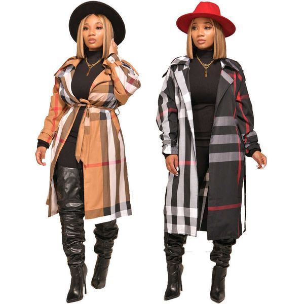 long dust coat jc7082 recommended fashion women's plaid windbreaker two colors, Tan;black
long dust coat jc7082 recommended fashion women's plaid windbreaker two colors, Tan;black