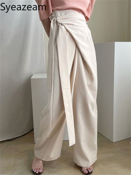 women s pants s syeazeam korean temperament wide leg trousers all match high waist side bow tie double pocket drape bottoms 220930, Black;white
women s pants s syeazeam korean temperament wide leg trousers all match high waist side bow tie double pocket drape bottoms 220930, Black;white