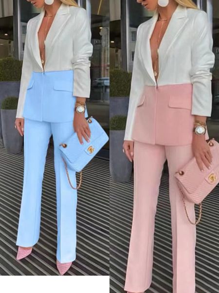high-quality office lady classic suits one button hit-color blazer and elastic-waist pants, White;black
high-quality office lady classic suits one button hit-color blazer and elastic-waist pants, White;black