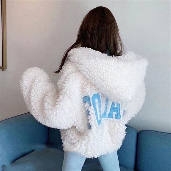 womens jackets soft plush coat women loose casual letter embroidery imitation lamb wool autumn winter long sleeve furry y2k streetwear outwe, Black;brown
womens jackets soft plush coat women loose casual letter embroidery imitation lamb wool autumn winter long sleeve furry y2k streetwear outwe, Black;brown