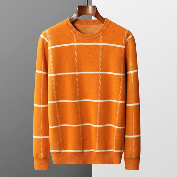 men s sweaters cashmere round neck pullover autumn and winter casual knitted plaid 100 pure wool large size 220930, White;black
men s sweaters cashmere round neck pullover autumn and winter casual knitted plaid 100 pure wool large size 220930, White;black