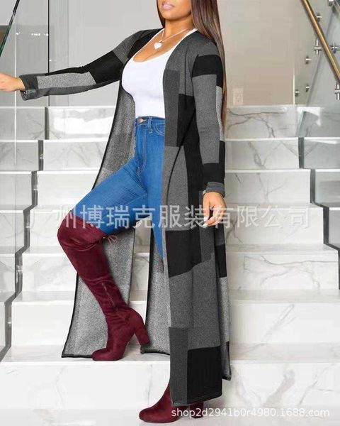 long dust coat 2022 new summer color contrast printed cardigan windbreaker, Tan;black
long dust coat 2022 new summer color contrast printed cardigan windbreaker, Tan;black
