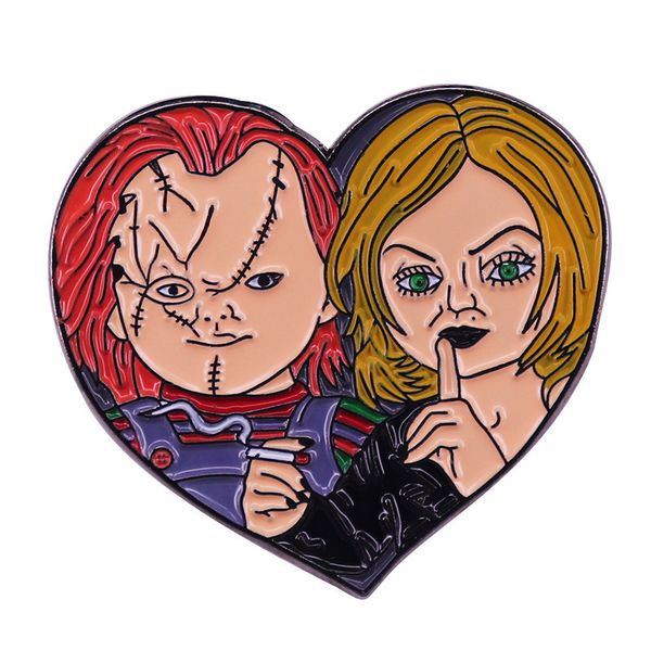 horror movie child's play bride of chucky tiffany and chucky heart shape metal enamel backpack coat lapel badge brooch pin, Blue
horror movie child's play bride of chucky tiffany and chucky heart shape metal enamel backpack coat lapel badge brooch pin, Blue