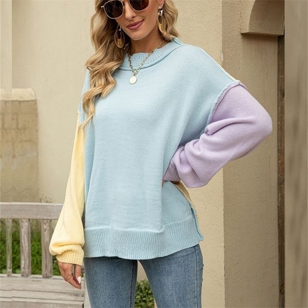 womens knits tees winter clothes women korean fashion vintage thick sweaters pullover stitching round neck pullover knitted long sleeve 2209, White
womens knits tees winter clothes women korean fashion vintage thick sweaters pullover stitching round neck pullover knitted long sleeve 2209, White