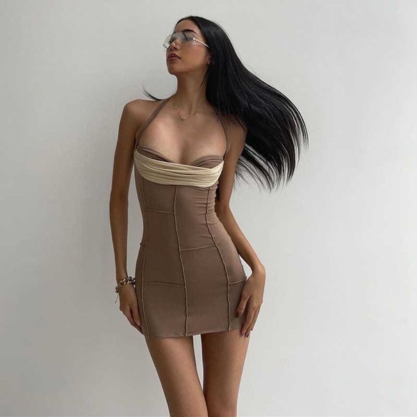 casual dress 2022 womens summer low cut contrast mesh splice backless neck wrap hip mini, Black;gray
casual dress 2022 womens summer low cut contrast mesh splice backless neck wrap hip mini, Black;gray