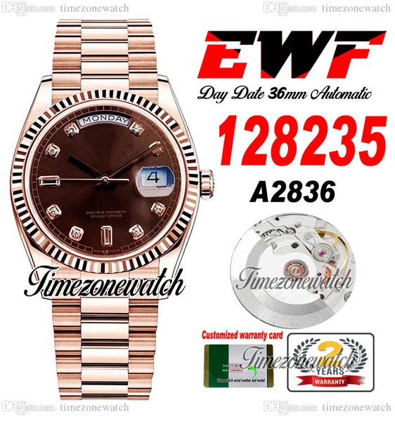 ewf daydate 36mm 128235 a2836 automatic mens watch rose gold dark brown dial diamonds markers oystersteel bracelet same serial card super ed, Slivery;brown
ewf daydate 36mm 128235 a2836 automatic mens watch rose gold dark brown dial diamonds markers oystersteel bracelet same serial card super ed, Slivery;brown