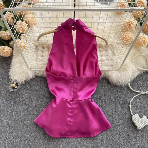 women's blouses women 2022 summer temperament halter neck strapless backless satin small shirt lotus leaf hem female d0365, White
women's blouses women 2022 summer temperament halter neck strapless backless satin small shirt lotus leaf hem female d0365, White