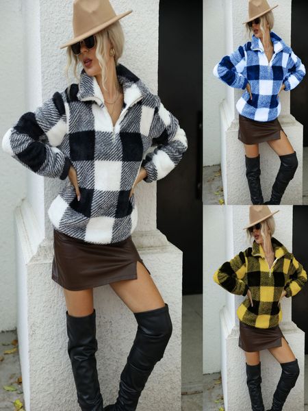 women hoodies long sleeve pullover plaid printed round neck reversible velvet regular plush pullover sweater, Black
women hoodies long sleeve pullover plaid printed round neck reversible velvet regular plush pullover sweater, Black
