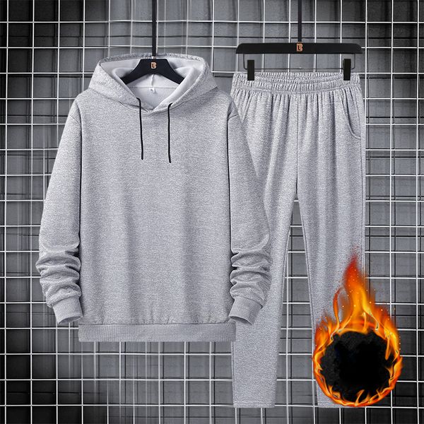 men's tracksuits casual men tracksuit solid color fleece autumn two piece set male hoodie and sweatpants trendy streetwear men fashion, Gray
men's tracksuits casual men tracksuit solid color fleece autumn two piece set male hoodie and sweatpants trendy streetwear men fashion, Gray