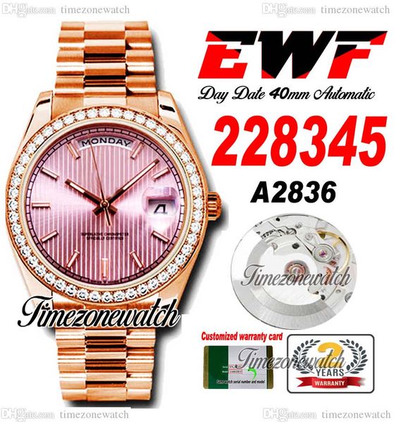 ewf daydate 40mm 228345 a2836 automatic mens watch diamonds bezel rose gold pink stick dial oystersteel bracelet same serial card super edit, Slivery;brown
ewf daydate 40mm 228345 a2836 automatic mens watch diamonds bezel rose gold pink stick dial oystersteel bracelet same serial card super edit, Slivery;brown
