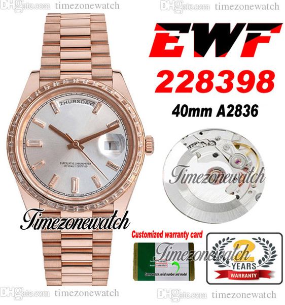 ewf v2 daydate 228398 a2836 automatic mens watch rg diamonds bezel silver baguette diamond dial president bracelet same serial card super ed, Slivery;brown
ewf v2 daydate 228398 a2836 automatic mens watch rg diamonds bezel silver baguette diamond dial president bracelet same serial card super ed, Slivery;brown