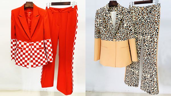 high-quality office lady classic suits one button red stitching plaid or leopard stitching light orange blazer and flare pants, White;black
high-quality office lady classic suits one button red stitching plaid or leopard stitching light orange blazer and flare pants, White;black